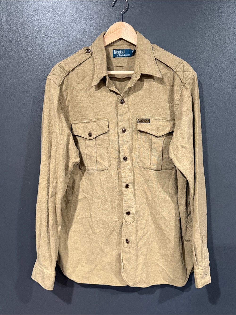 Polo by Ralph Lauren Men's Khaki Button-Down Utility Shirt